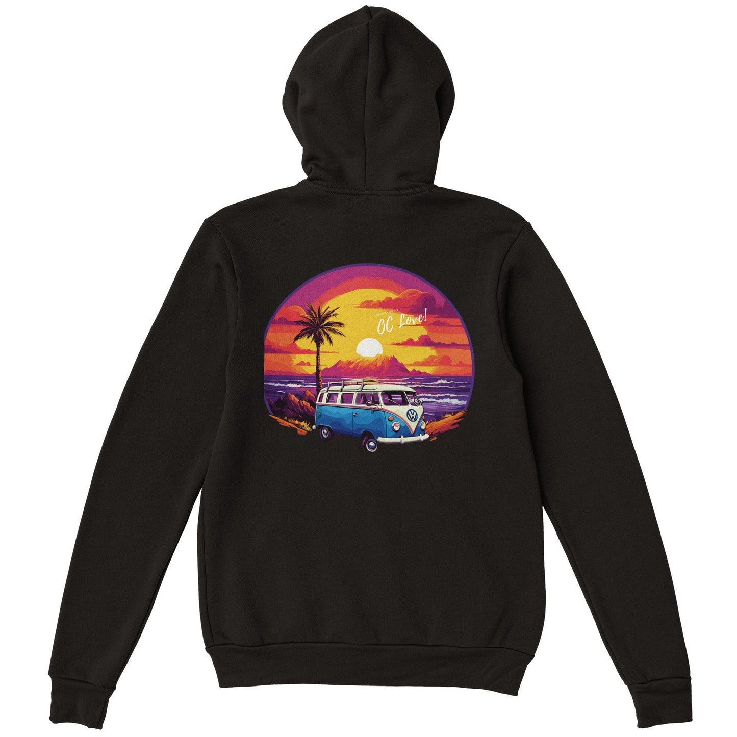 Vibrant Colors, Cozy Comfort: Crafted with the softest fabric, our zip hoodie is a mirror of the California sunset. From the rich red and oranges to a classic blue VW, this hoodie will keep you warm on the cool fall nights. 🌞🌴